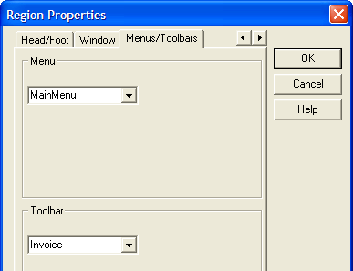 Region Menu Properties